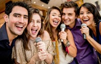 Group of friends singing